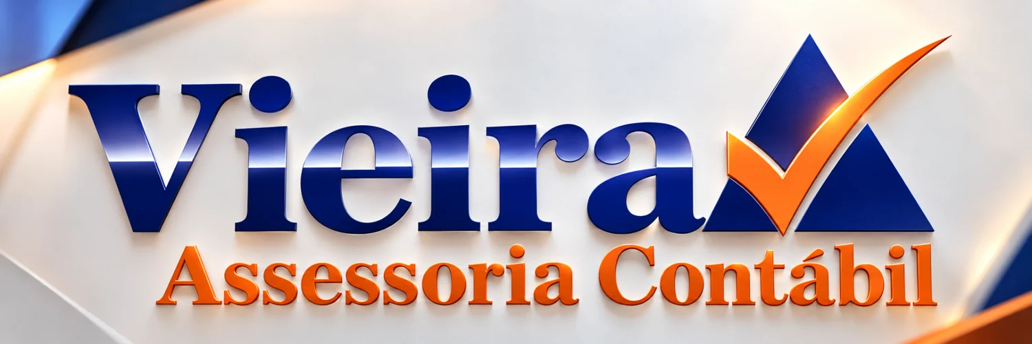 Marca Vieira Assessoria Contábil em azul e laranja
